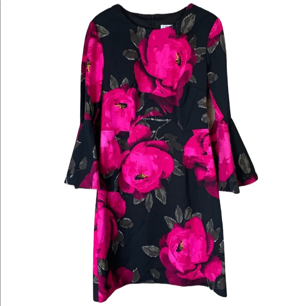 Stunning Trina Turk Black Dress with Pink Floral Design